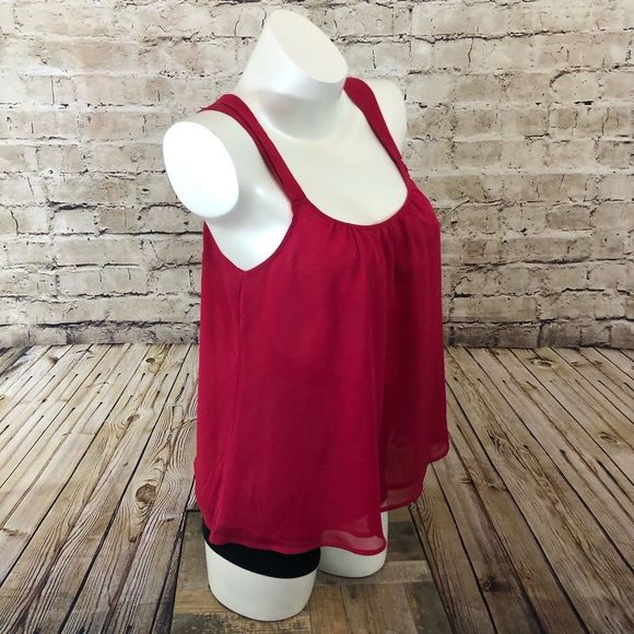NWOT pink chiffon dressy tank top small - Picture 2 of 8